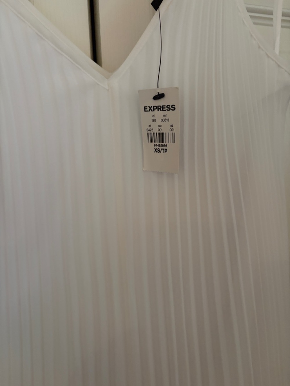 Express White Pleated V-Neck Slip Dress - Picture 2 of 5